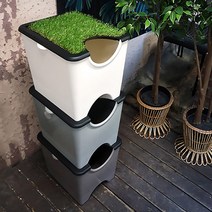 플라팜 에코홀릭분리수거함 가정용분리수거함 30L 4단 잔디에디션, 1set, 30리터4단(아이보리)+잔디