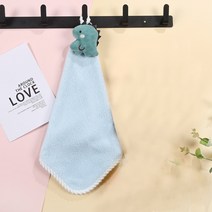 핸드타월 고리 카페 주방 손 수건 고급 타올 코랄 플리스 걸이식 두꺼운 만화 공룡 귀여운 흡수성 청소 천걸레 926EA 1, 01 1pcs