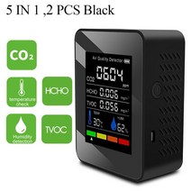가스분석기 자동차 휴대용 5 in 1 air quality monitor co2 co2, 2pcs 5 in 1 블랙