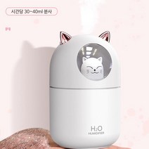 1인용 휴대용미니가습기 탁상용 고양이 책상가습기, 고양이가습기-화이트