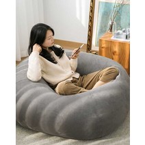푹신한 구름쿠션 싱글 소파 빈백, 테크놀로지 천 - 카키 브라운 100x110cm 대형
