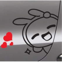 빼꼼스티커 차량용 자동차 데칼 스티커 코나 뒷문 아우디 카니발 QM5 스쿠터 얼룩가리기 올뉴말리부 NF소나타 뒷유리 스크래치커버 K3 아반떼MD 베뉴, 블랙, 좌측 소형