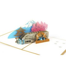 팝업 입체 플라워 카드 발렌타인데이 어버이날 스승의 날 3D 초대장 종이 세계 명소 생일 인사말 관광 엽서 날짜 보관 소년 선물, Under Mount Fuji