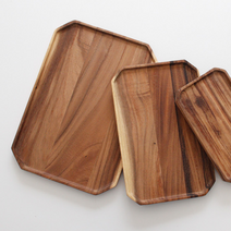 플레이팅 팔각 쟁반 트레이 우드 원목 나무, 소