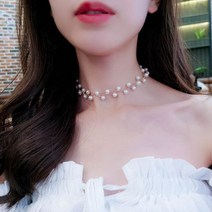 비즈 용 목 체인 Kpop 진주 초커 목걸이 골드 컬러 고스 쥬얼리 펜던트 칼라 소녀용, C
