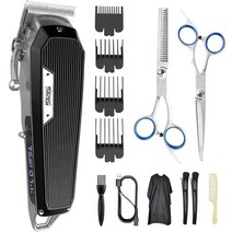 DSP® 남성용 전문 이발소 클리퍼 세트 - 무선 대머리 면도기 및 트리머 올인원 컴플리트 키트, Hair Clippers（black）