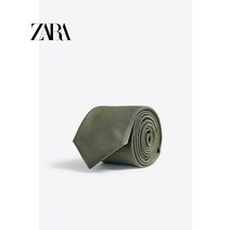 ZARA 자라 남성용 그린 러프 리브 베이직 와이드 넥타이 9569380 600