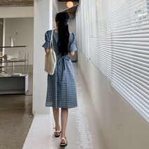 치코엘라ㅡ부가즈 체크 스퀘어넥 원피스