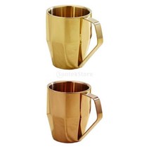 2Pcs 스테인레스 스틸 커피 컵 더블 벽 13.1 온스 우유 커피, 84x104mm, 304 스테인리스 스틸, 골든+로즈 골드