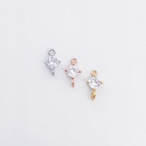 원 큐빅 포인트 커넥터형 양고리 펜던트 팔찌만들기 귀걸이만들기 동대문부자재 키링부자재, 로즈골드(핑크)