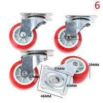 4 개대 1.5 인치 가구 캐스터 바퀴 빨간색 고무 회전 캐스터 롤러 휠 가구 용품, A6