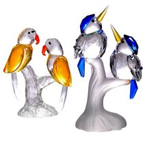 유리 동물 새 인형 문진 크리스탈 공예 미니어처 입상 크리스마스 선물 홈 웨딩 장식, [01] Parrot, 01 Parrot