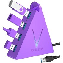JoyReken 4포트 USB 3.0 허브 1.2m4피트 확장 케이블 FlyingVHUB 수직 데이터 맥 PC Xbox One PS4 PS5 iMac Surface, Purple_2ft