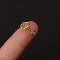 1개/몫 큐빅 지르코니아 후프 귀걸이 유행 미니 피어싱 골드 로즈 컬러 도금 스터드 여성 선물, 13 13_02 Gold(1PC)