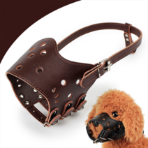 비바비즈 소형견 중형견 대형견 인조가죽 입마개 5개 사이즈 2개 칼라, 브라운XS, 1개
