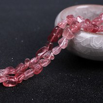 연화 천연 딸기석 5x8 자갈 원석재료 1줄 약 40cm, 단품