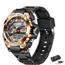 다이빙시계 LIGE 스포츠 남성용 쿼츠 디지털 시계 크리에이티브 다이빙 방수 알람 듀얼 디스플레이