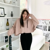 시크블랙 세다로 세미 크롭 박시 후드 집업