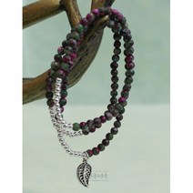 홍록보 순은 세줄 보리수잎 합장주 (5mm)