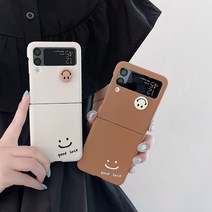 지플립 GOOD LUCK 스마일 뱃지 케이스, 제트플립4, 브라운