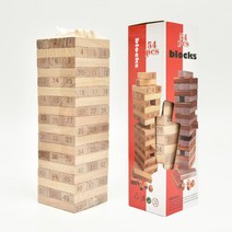 54pcs 보드게임 우드블록 숫자 나무쌓기 원목교구 소근육발달 집중력향상 학습놀이 교육용완구
