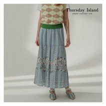 [써스데이아일랜드][Thursday Island] 여성 플라워 깅엄 체크 티어드 스커트(T214MSK231W) 396680