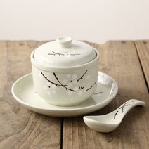 차왕무시 차완 일본 계란찜 그릇 세라믹 식당 접시 시리얼 요거트볼 볼 뚜껑 푸딩컵 된장국 자왕 보울, 청색조림잔 세트