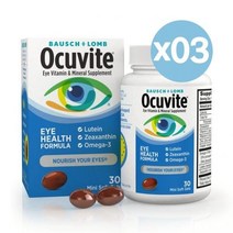 Ocuvite® 오큐바이트 비타민 & 미네랄 서플리먼트 루테인+지아잔틴+오메가3 함유 아이 헬스 30개입 3팩 Eye Health Formula Vitamin Mineral