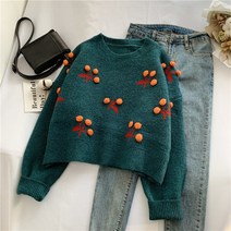 라운드 북유럽 크리스마스옷 노르딕 트리 긴팔 풀보어 여행룩 레트로 복고풍 패션