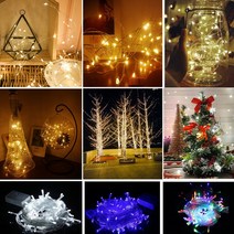 빈이조화 트리용 감성led전구 배터리식와이어전구 웜색 레인보우 100구~ 트리 홈파티 벽트리 장식, 배터리형led지네전구12m100구(웜색)일반등