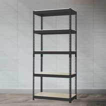 스피드랙 철제선반 조립식 앵글 5단 700 x 700 x 1650, 블랙, 12mm 강화 MDF 보드