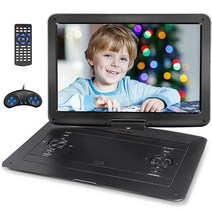 Jekero 17인치 휴대용 DVD 플레이어 15.6인치 대형 스크린 6시간 5000mAh 충전식 배터리 지역 없음 TV 동기화 및 CD/DVD/SD 카드/USB 지원 자, Black_17.9 inch