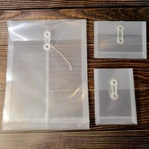 하도메봉투 투명 플라스틱 단추 서류 파일 끈 봉투 A6, A6 - 가로형 (07-397A)