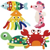 [청양토이] 펠트조립교구 바다생물 5종, 오징어