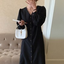 동남아원피스 발리 원피스 다낭 하와이 해외여행룩 동남아 여름옷 해외여행여름옷 여행룩 시크한 복고풍 v넥 싱글 브레스트 레이스 업 드레스 여성용 스타일 퍼프 슬리브 긴팔 가을