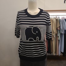 (미엘로) 라운드넥 줄가라비즈 니트티 MM35KT106