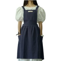 일본 예술 직물 면 린넨 커플 앞치마 청소 주방 손으로 만든 작은 신선한 앞치마 피부 친화적 인 목가적 인 스타일, 832-진한 파란색