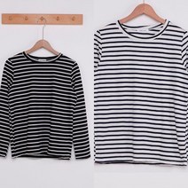 여성 긴팔 단가라 라운드 티셔츠 2장 이너 스트라이프 데일리 티셔츠 2개