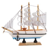 빈티지 나무 범선 나무 요트 모형 다이캐스트 요트 품 나무 보트 모델 선박 데스크탑 세일링 모양 unsinabl, 01 White