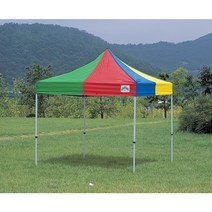 2.4mx2.4m 운동회 행사용 체육대회 접이식 행사용 카라반캐노피 천막, 청녹적노(4색)