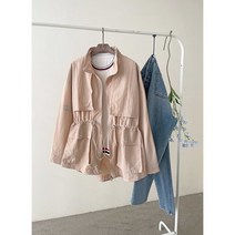 봄 여름 나일론 포켓 바람막이 야상 사파리 점퍼 자켓 (2color)