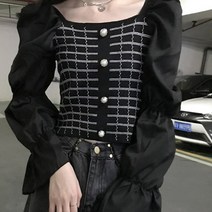 [랜덤플레이] 체크 소매 퍼프 블라우스