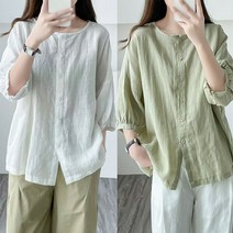 새로본 린넨760미나BL 빅사이즈 반팔 블라우스 루즈핏 여성여자 미시