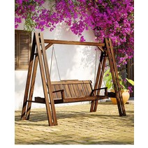 원목 그네 의자 야외 공원 카페 정원 흔들 의자, 지붕 있는 대형 그네 -  옐로우