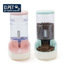 고양이 강아지 자동급식기 자동급수기 세트 길냥이 식기 식탁 물그릇 밥그릇, [on] GUROOM 급수기-핑크
