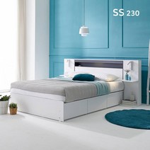 (HZ130) LED&콘센트&USB 슈퍼싱글침대 서랍/벙커수납 침대프레임 (상세), 화이트