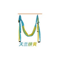 플라잉 요가 설치 해먹 6 핸들 반 중력 패브릭 스윙 견인 장치 세트 장비 필라테스 바디 쉐이핑 170487, Sky blue- yellow