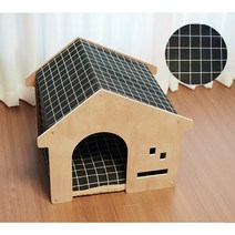 품다 원목 DIY 조립식 강아지 고양이 하우스, 블랙