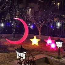 야외 별 빛나는 초승달 LED 조형물 의자 카페 야외 대형달 달조명 글램핑장, 콤비A(1.5미터달+별3개)태양광