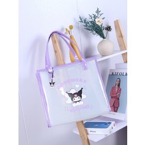 산리오 쿠로미 투명 보조 가방 학원 유아 수영장 젤리 신발 도시락 주머니 어린이 비치